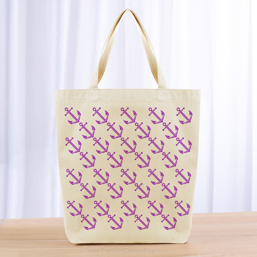 Anchor Pattern Tote Bag - purple