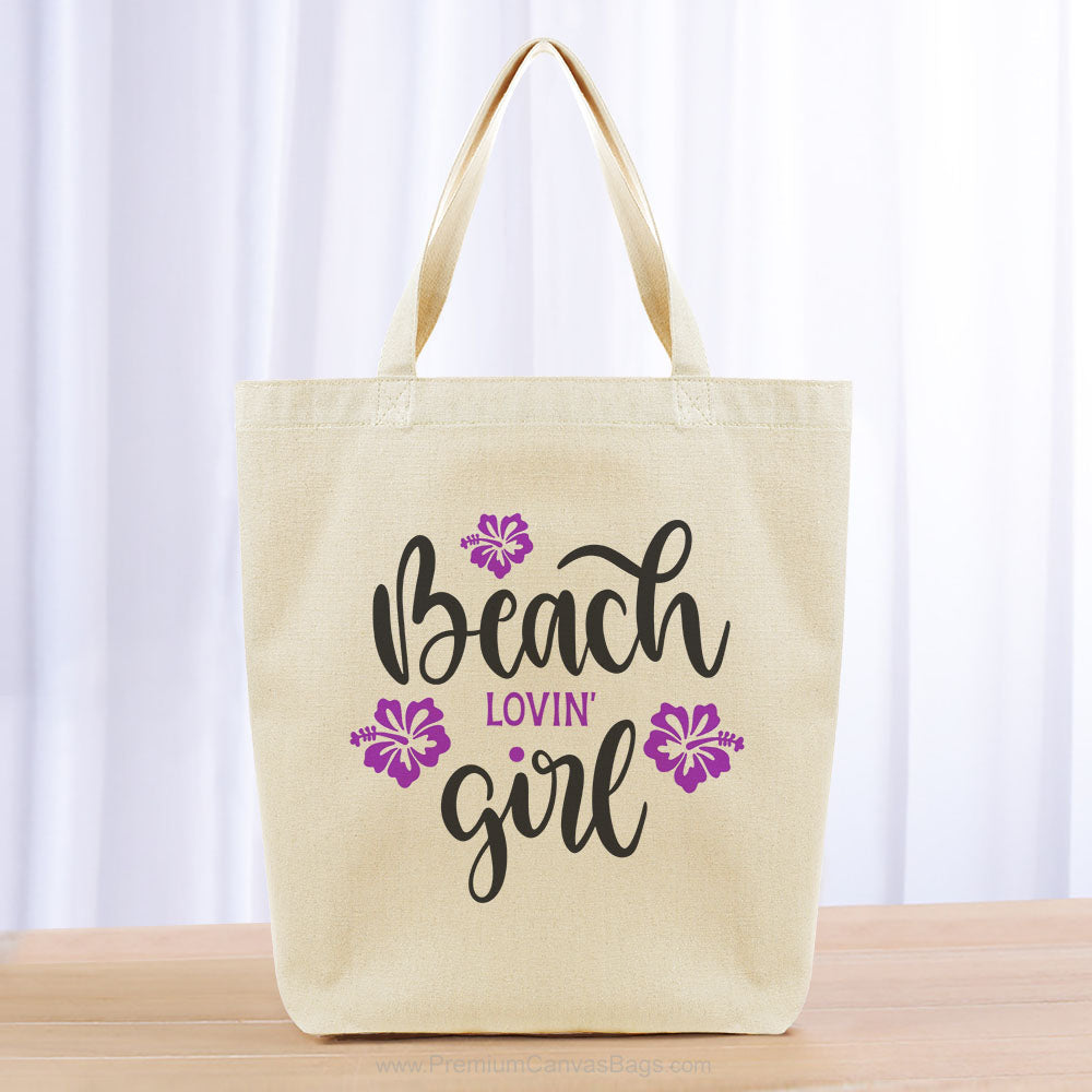Beach Lovin Girl Tote Bag - black purple