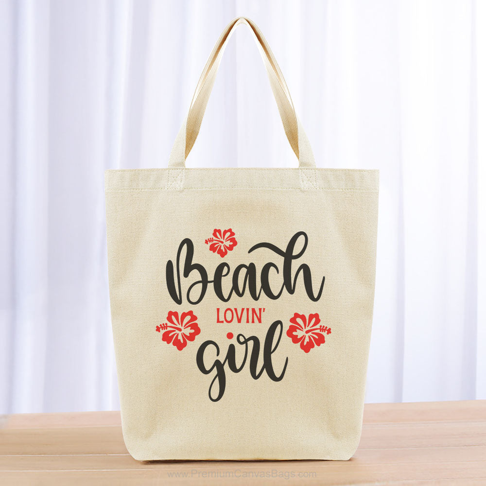 Beach Lovin Girl Tote Bag - black red