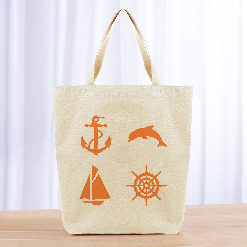 Ocean Symbols Tote Bag - orange