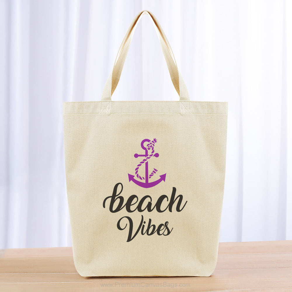 Anchor Beach Vibes Tote Bag - black purple