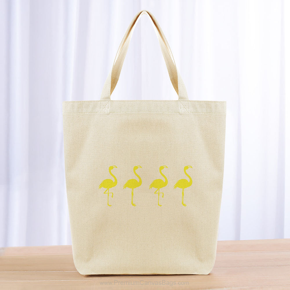 Four Flamingos Tote Bag - yellow