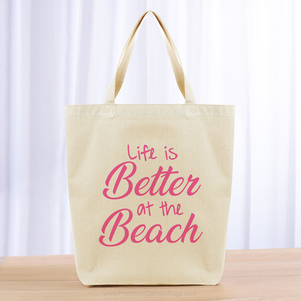Life is Better at the Beach Tote Bag - hot pink