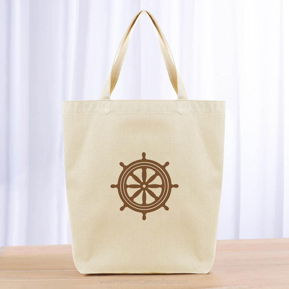 Captain Ship Wheel Tote Bag - brown