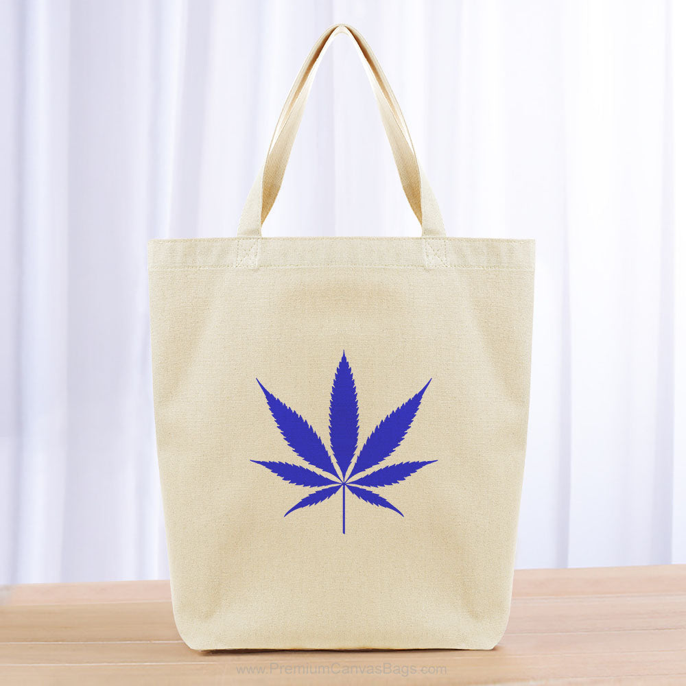 Cannabis Leaf Tote Bag - blue