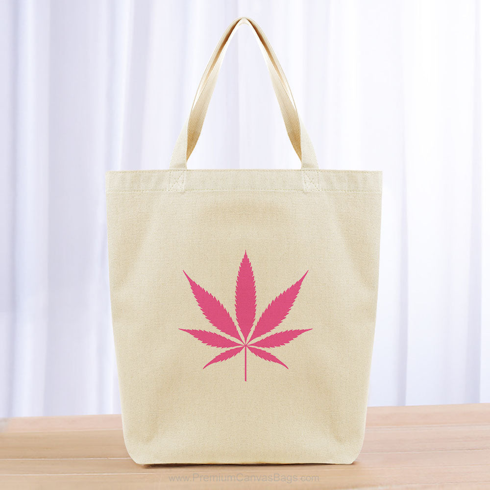 Cannabis Leaf Tote Bag - hot pink