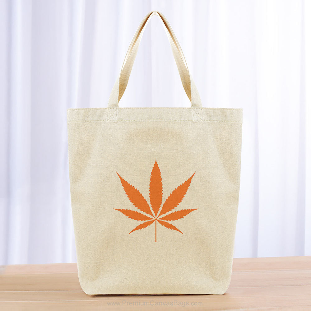 Cannabis Leaf Tote Bag - orange