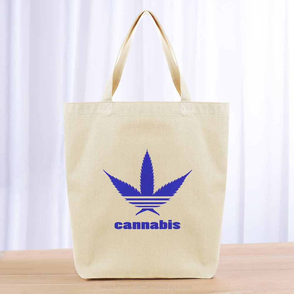 Cannabis Leaf Tote Bag - blue