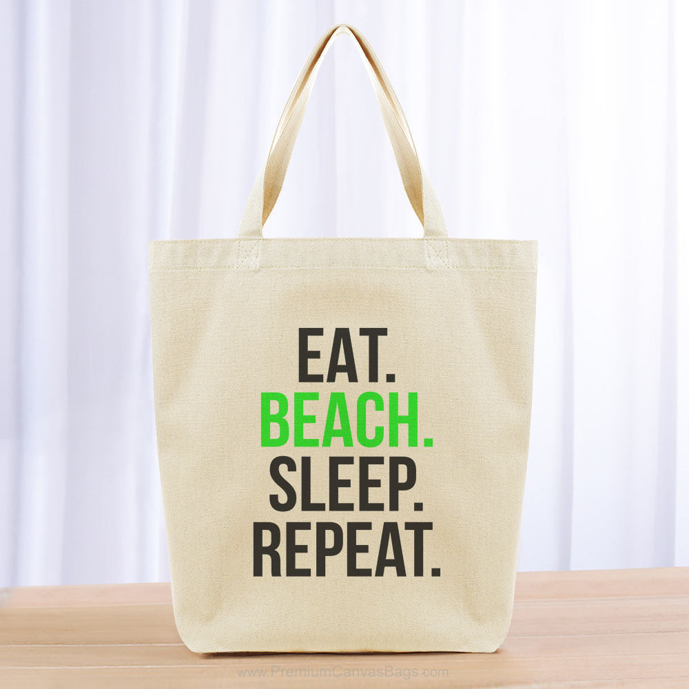 Eat Beach Sleep Repeat Tote Bag - black green