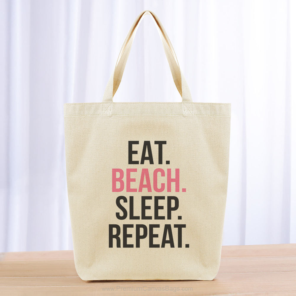 Eat Beach Sleep Repeat Tote Bag - black pink