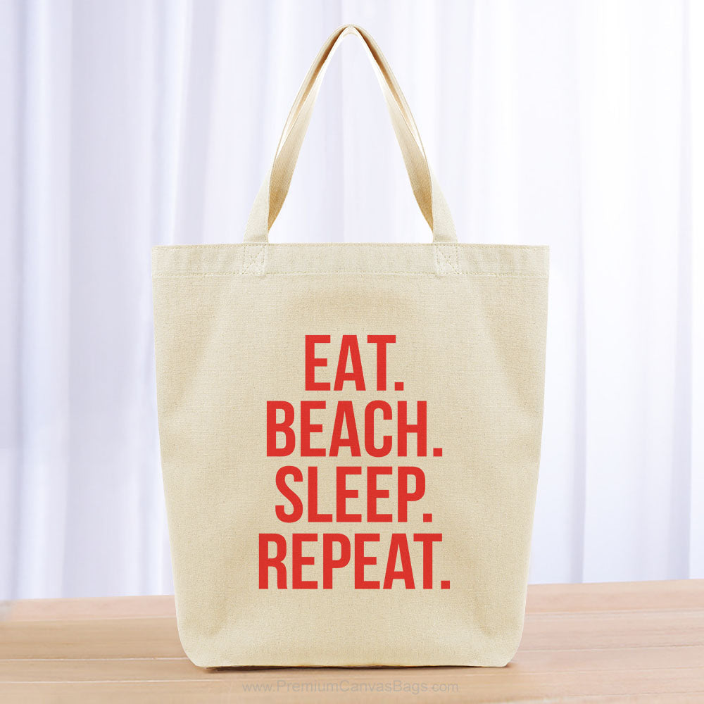 Eat Beach Sleep Repeat Tote Bag - red