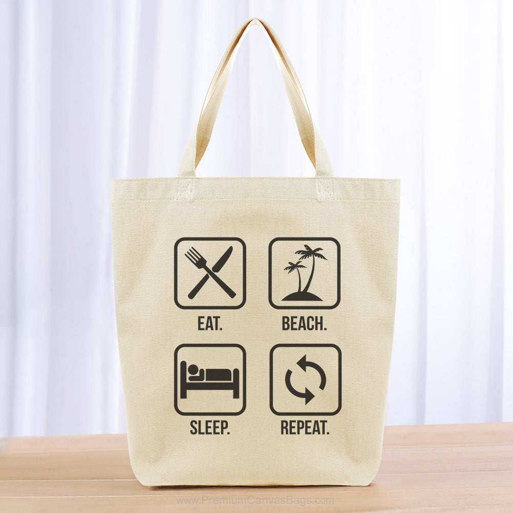 Eat Beach Sleep Repeat Tote Bag - black