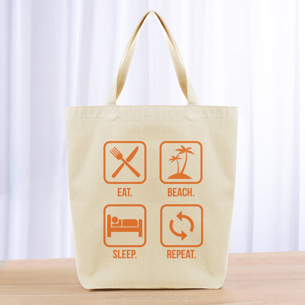 Eat Beach Sleep Repeat Tote Bag - orange