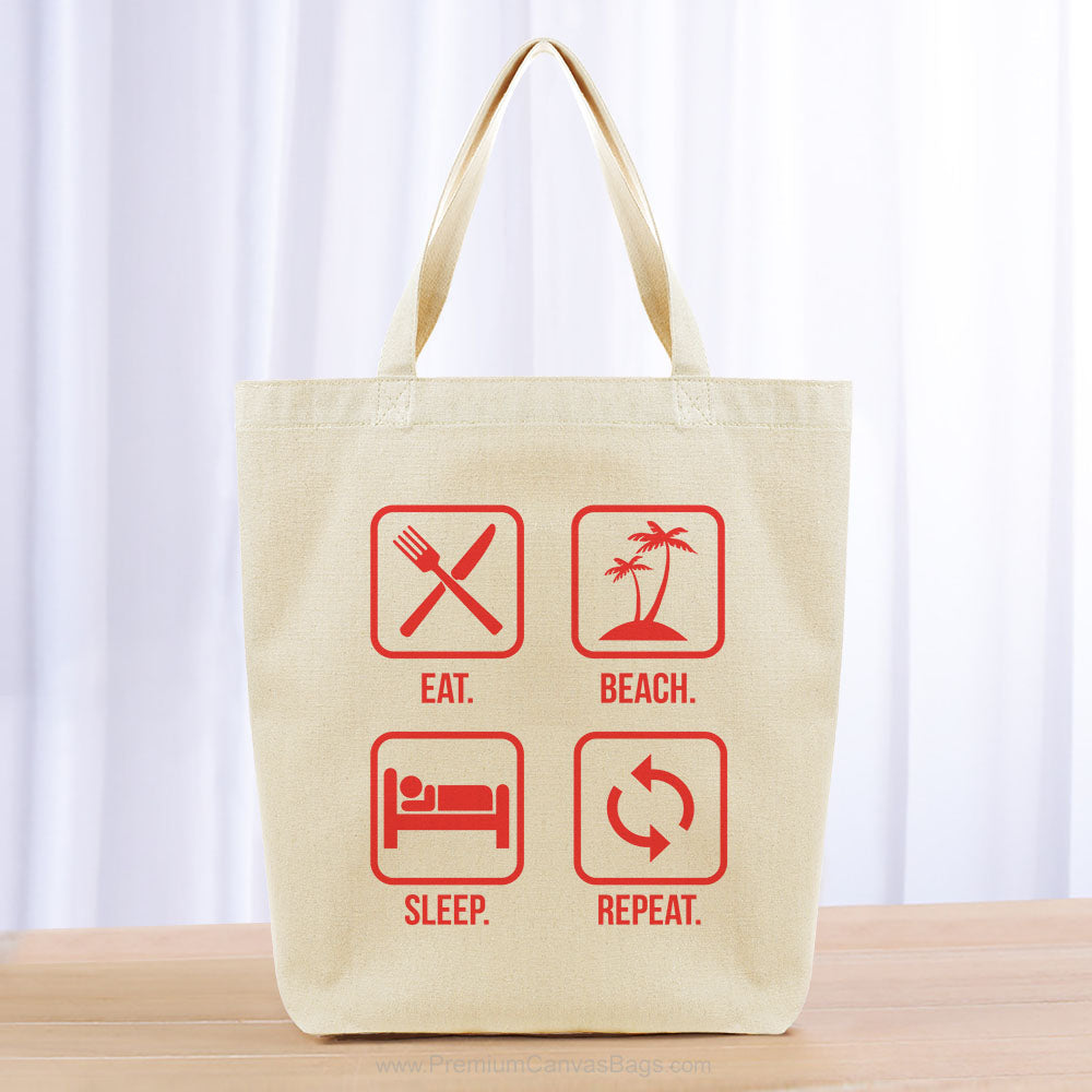 Eat Beach Sleep Repeat Tote Bag - red