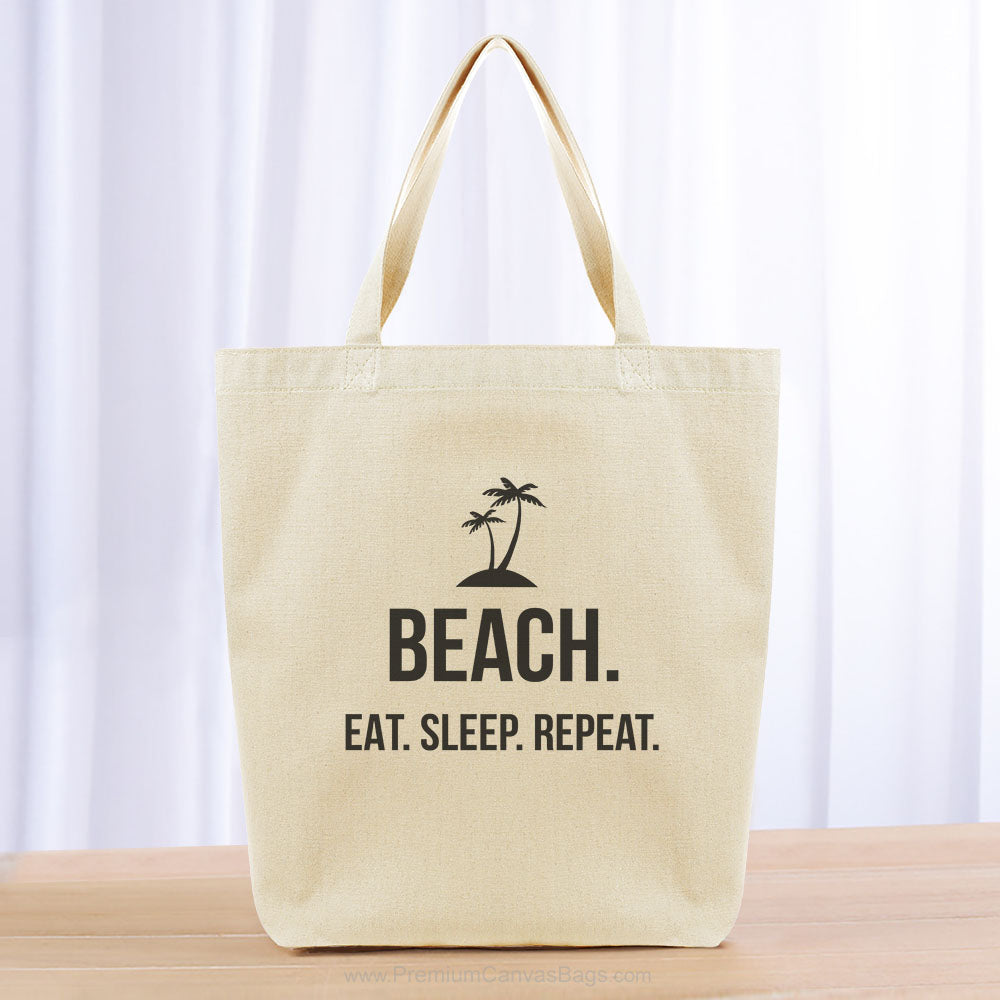 Beach Eat Sleep Repeat Tote Bag - black
