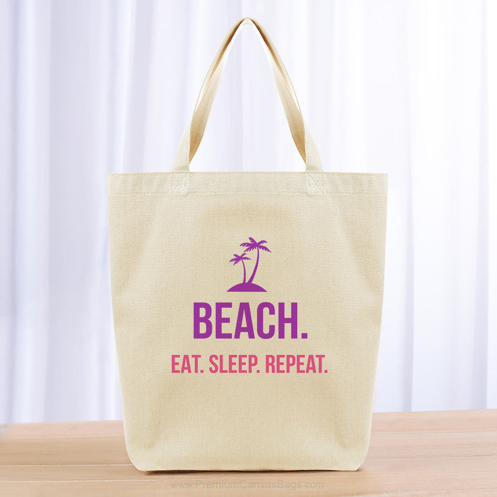 Beach Eat Sleep Repeat Tote Bag - purple hot pink