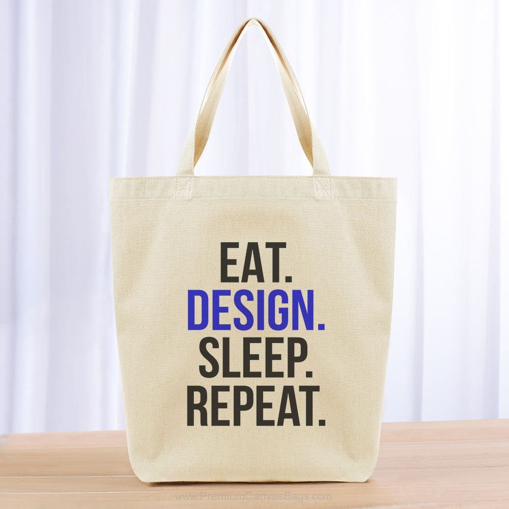 Eat Design Sleep Repeat Tote Bag - black blue