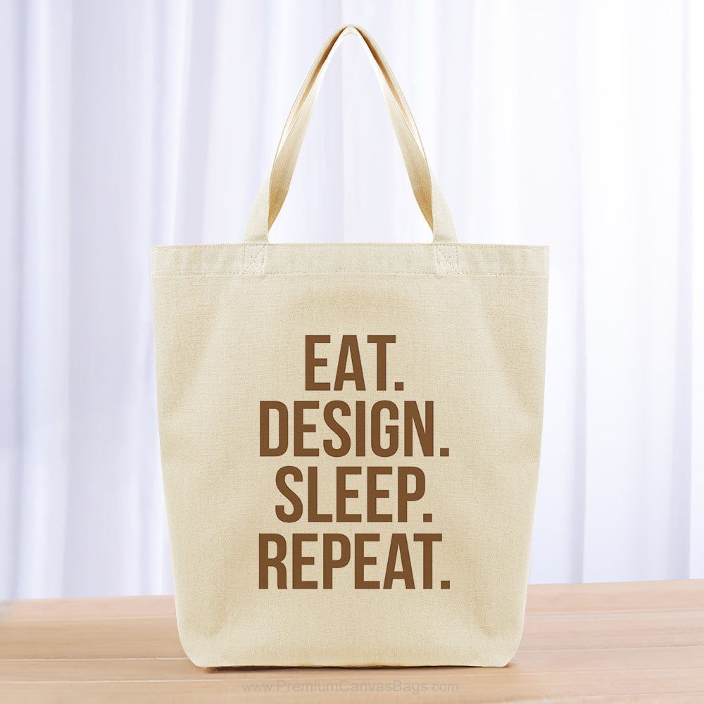 Eat Design Sleep Repeat Tote Bag - brown