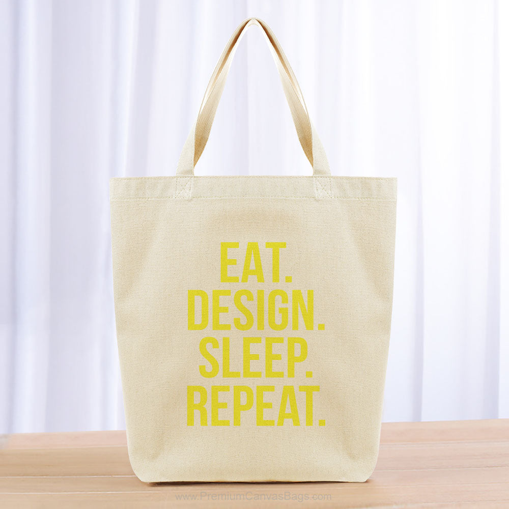 Eat Design Sleep Repeat Tote Bag - yellow