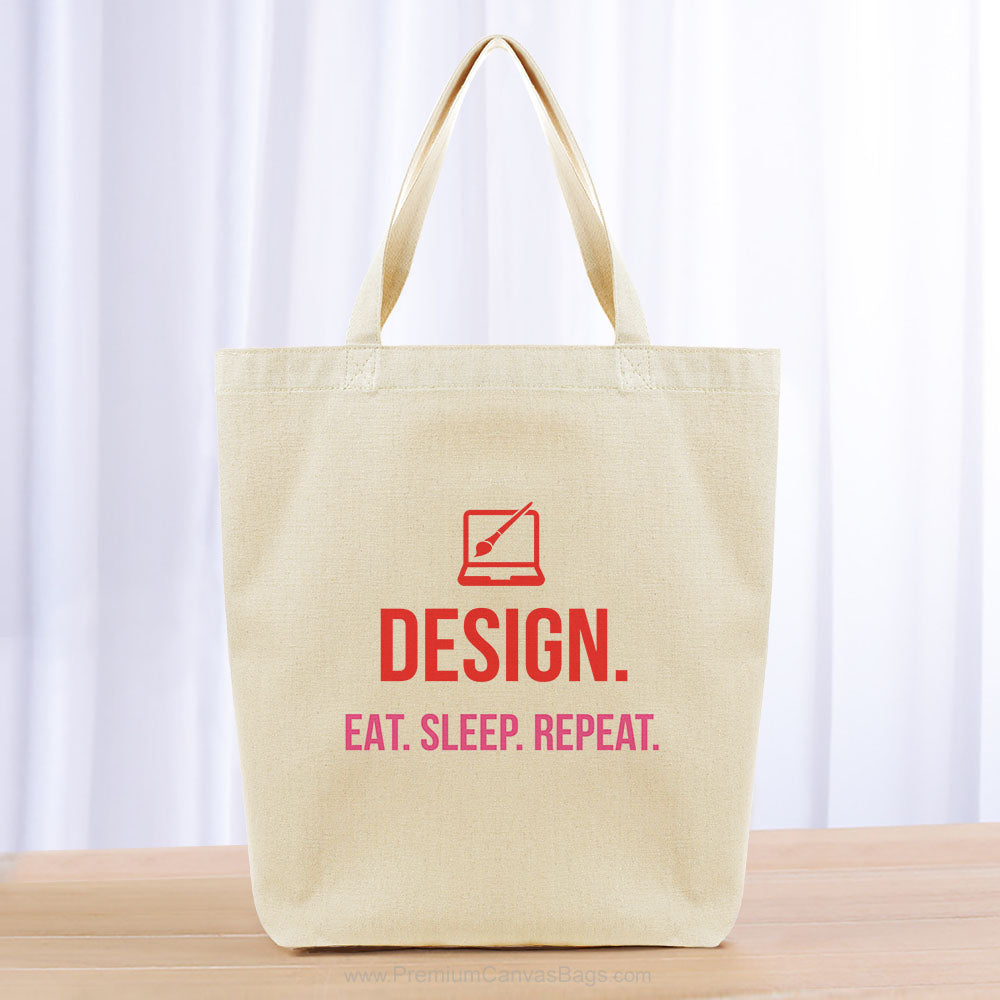 Design Eat Sleep Repeat Tote Bag - red hot pink
