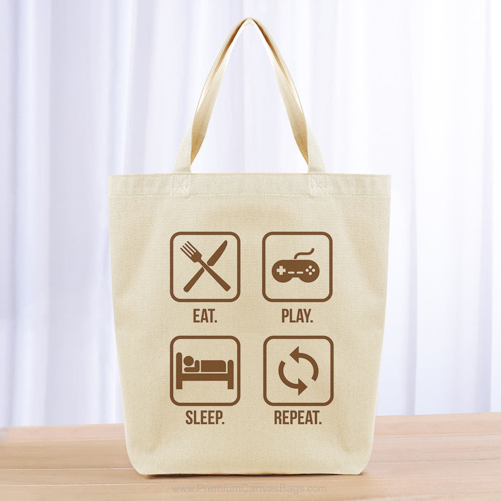 Eat Play Sleep Repeat Tote Bag - brown