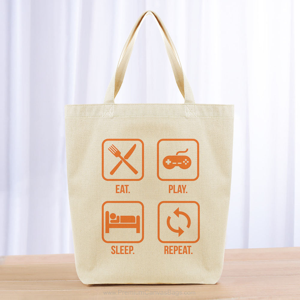 Eat Play Sleep Repeat Tote Bag - orange