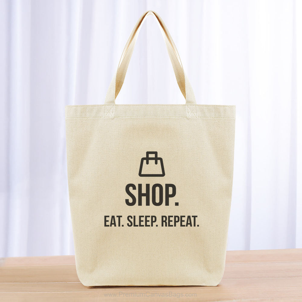 Shop Eat Sleep Repeat Tote Bag - black