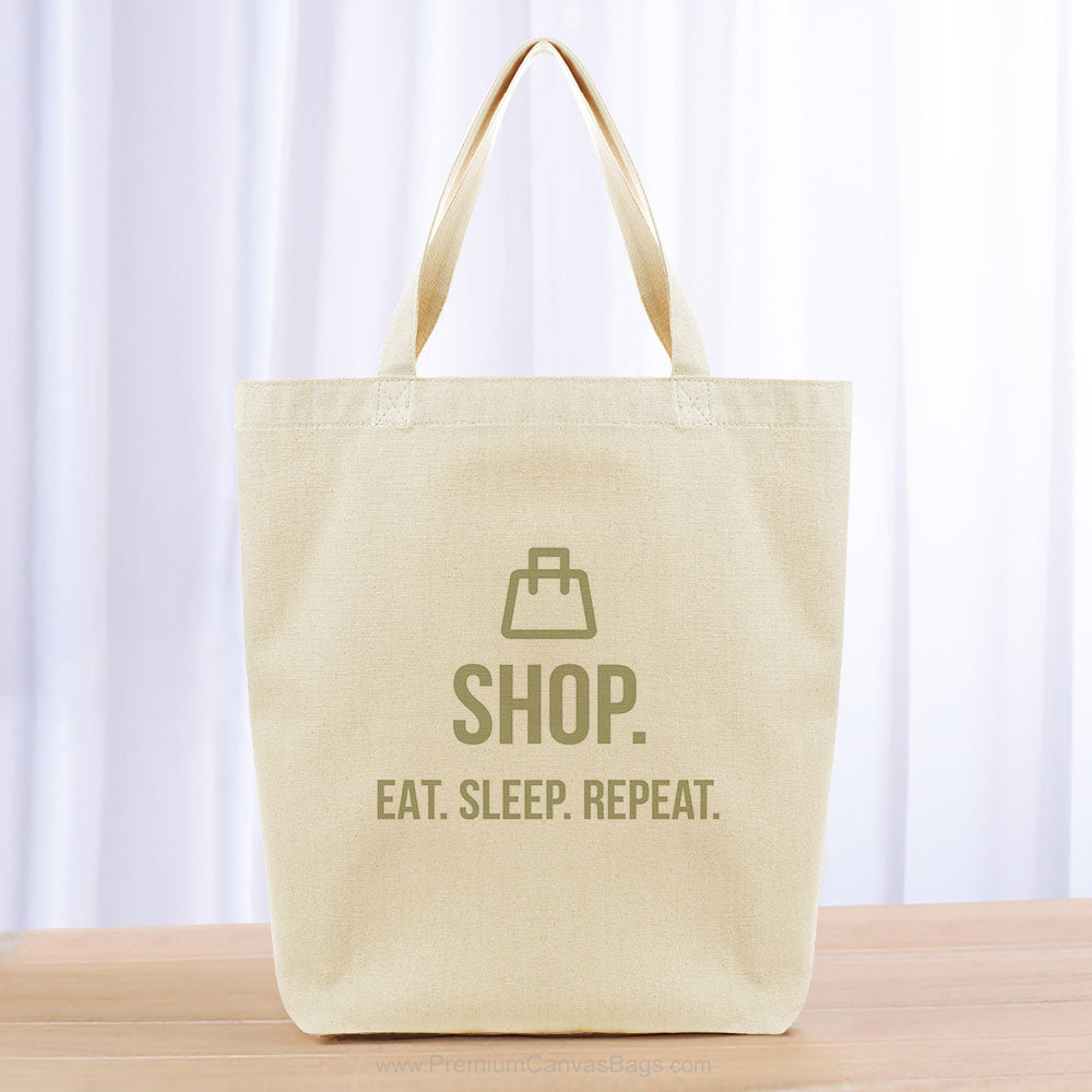 Shop Eat Sleep Repeat Tote Bag - khaki