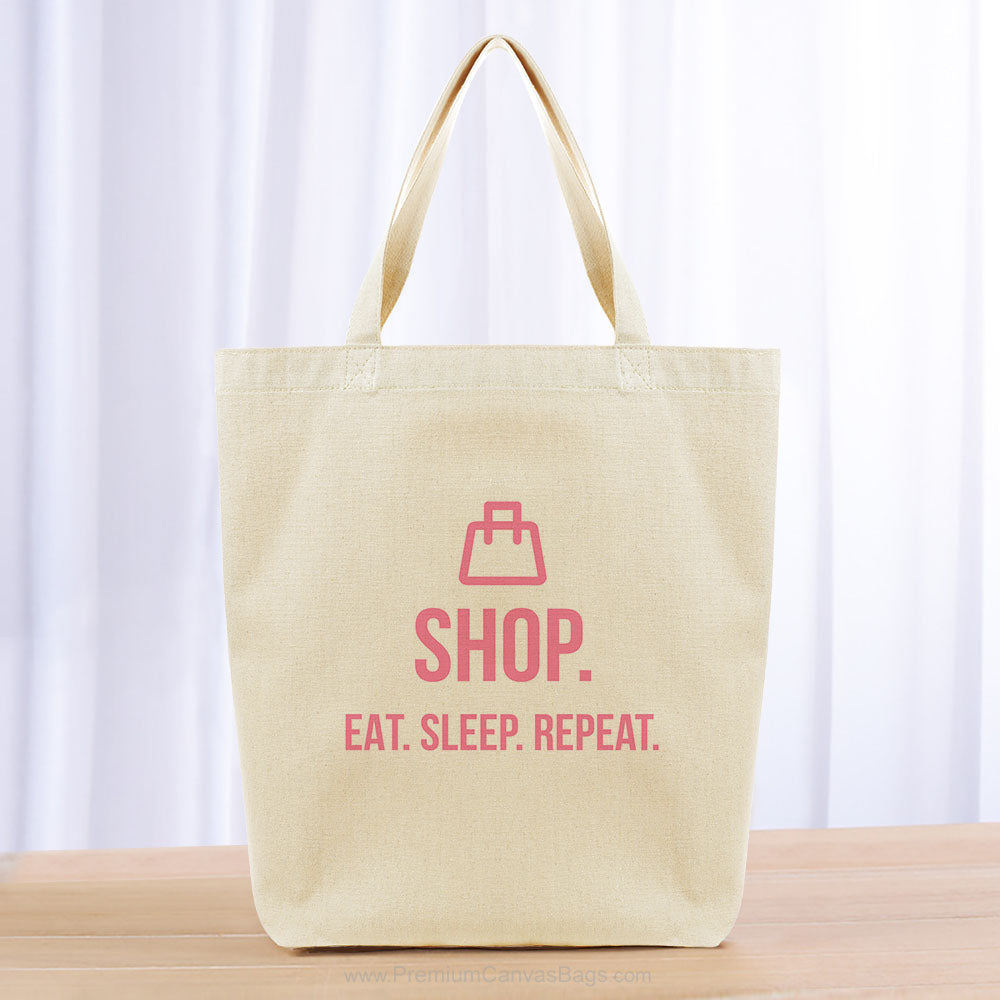 Shop Eat Sleep Repeat Tote Bag - pink