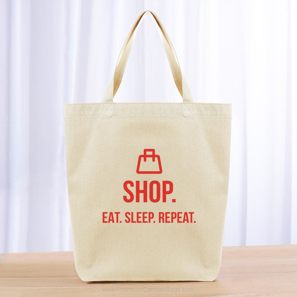 Shop Eat Sleep Repeat Tote Bag - red