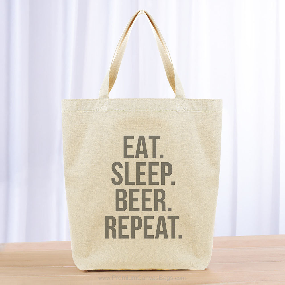 Eat Sleep Beer Repeat Tote Bag - gray