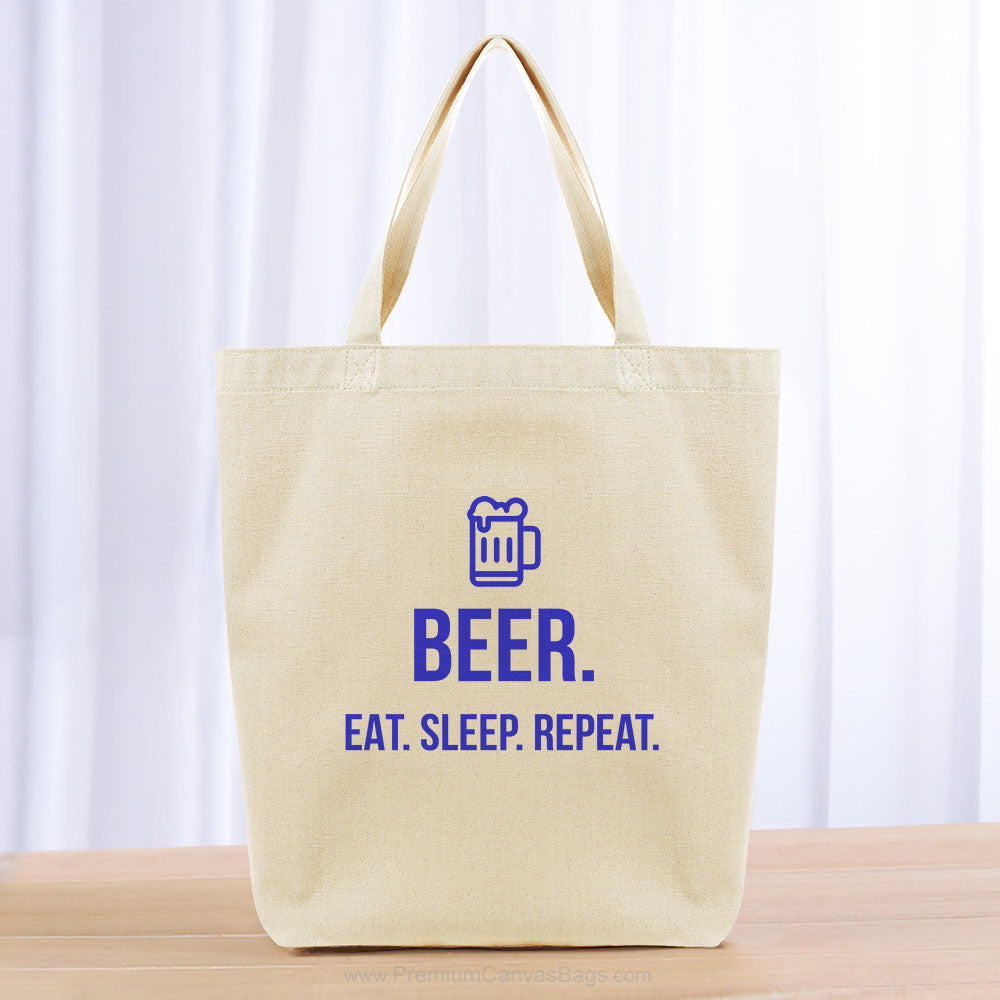 Beer Eat Sleep Repeat Tote Bag - blue