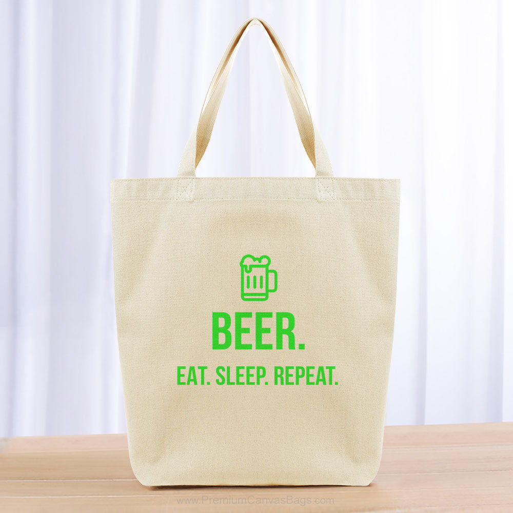 Beer Eat Sleep Repeat Tote Bag - green