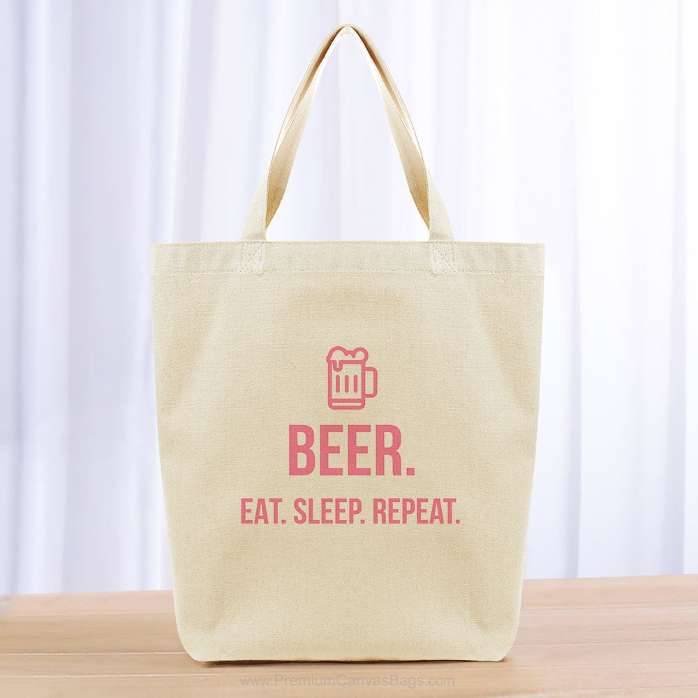 Beer Eat Sleep Repeat Tote Bag - pink