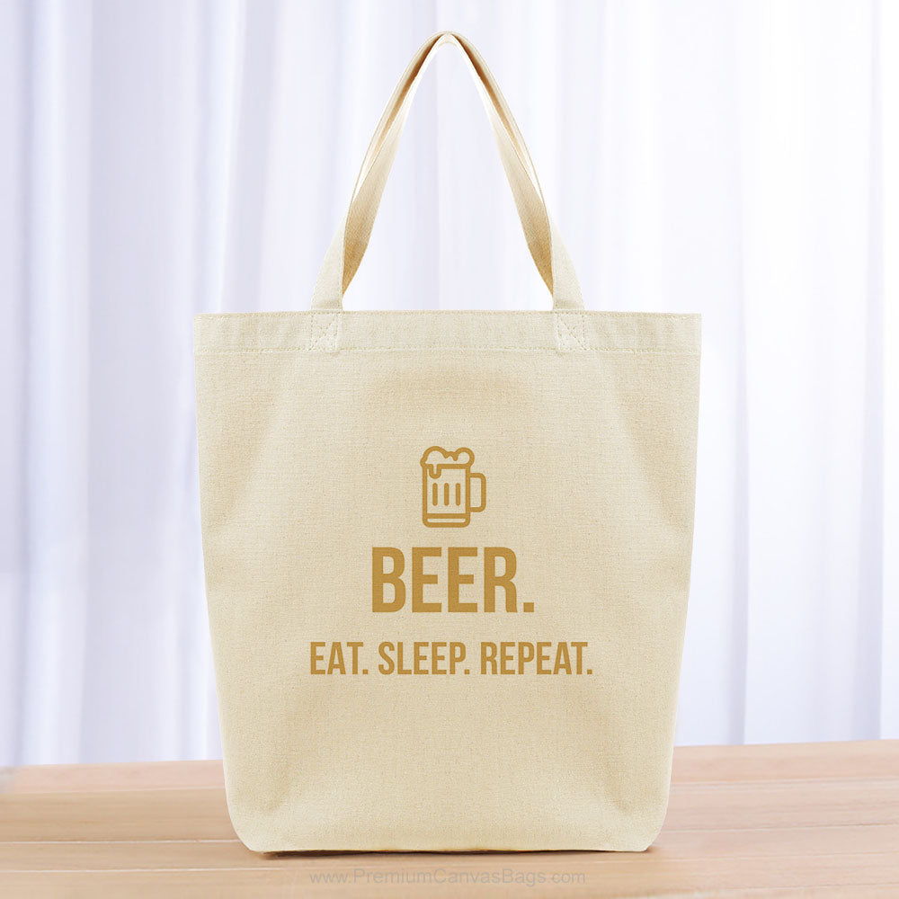 Beer Eat Sleep Repeat Tote Bag - yellow orange