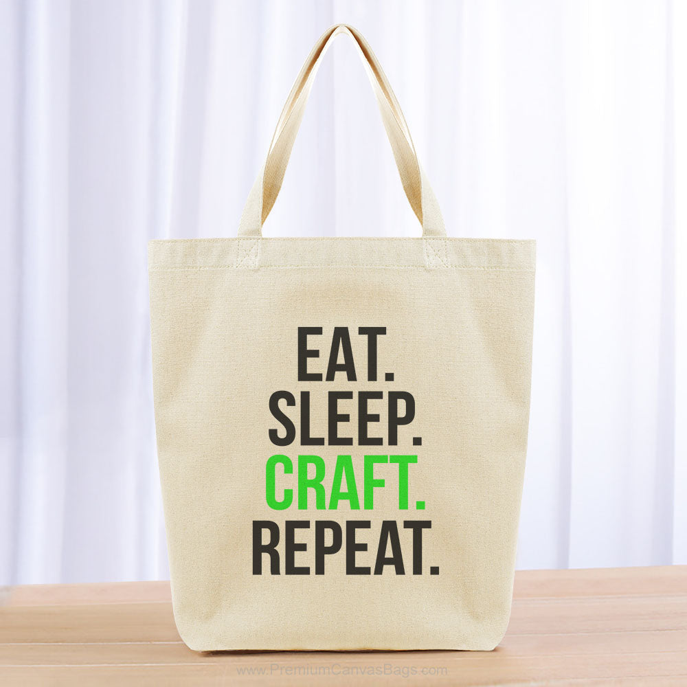 Eat Sleep Craft Repeat Tote Bag - black green
