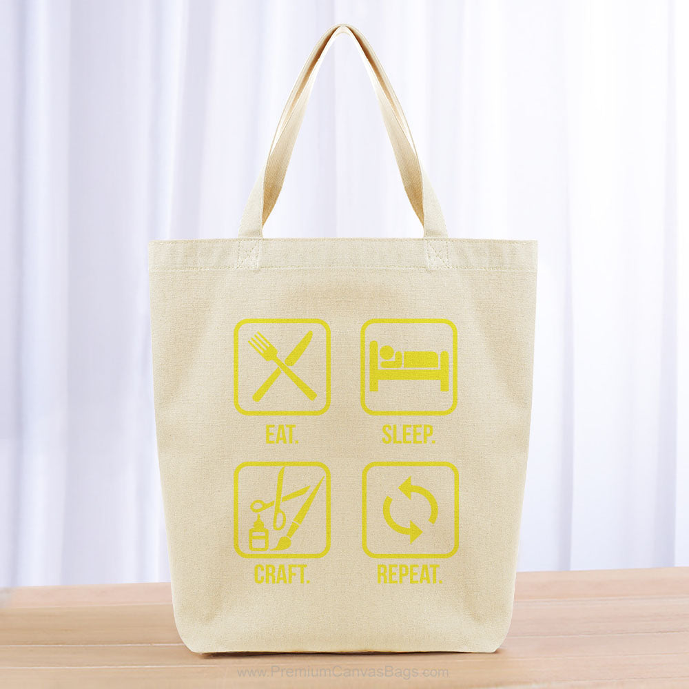 Eat Sleep Craft Repeat Tote Bag - yellow