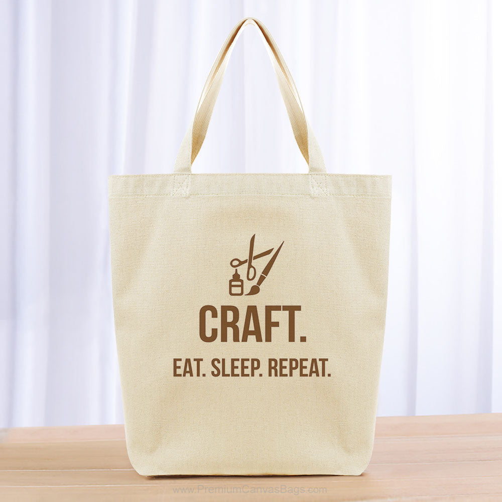 Craft Eat Sleep Repeat Tote Bag - brown