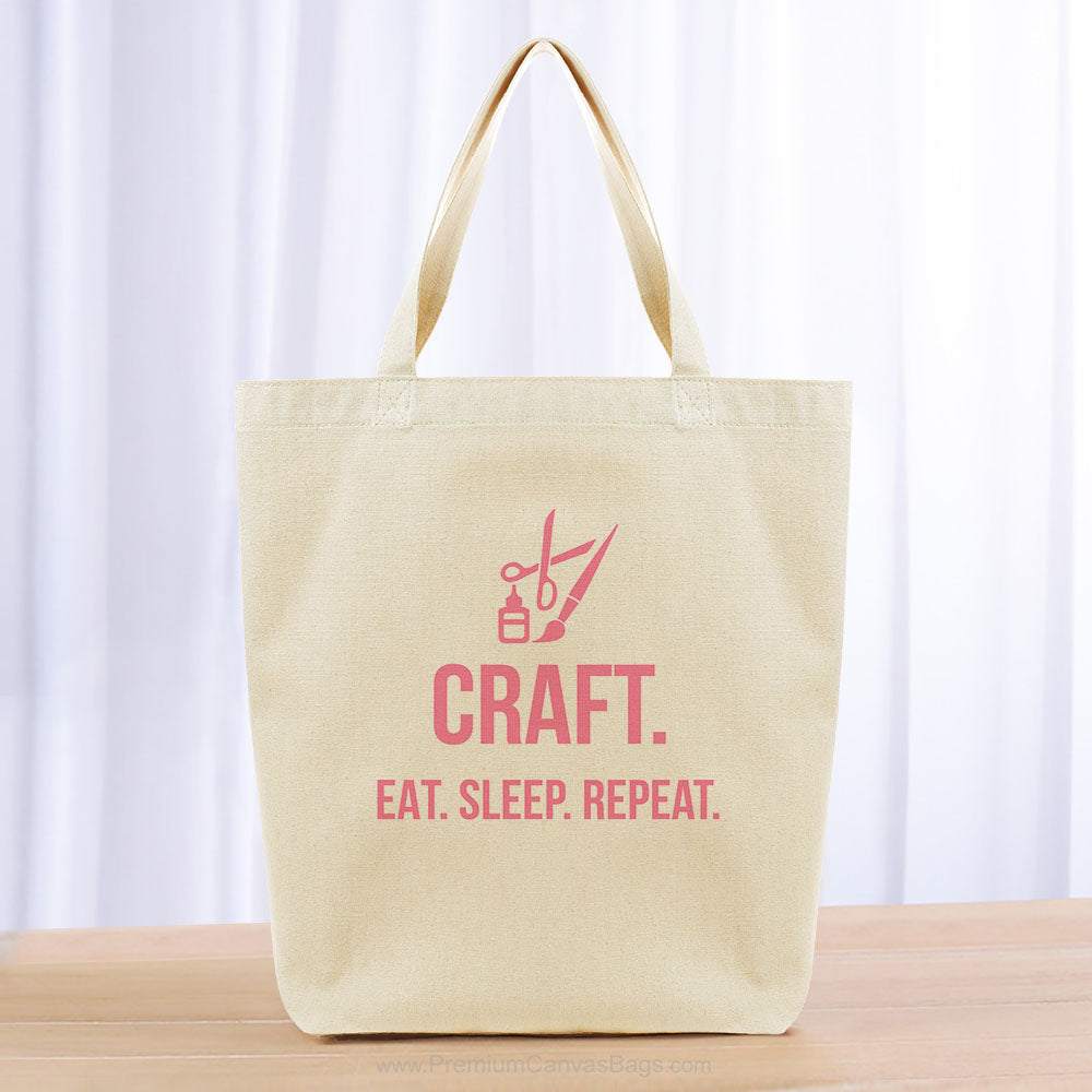 Craft Eat Sleep Repeat Tote Bag - pink