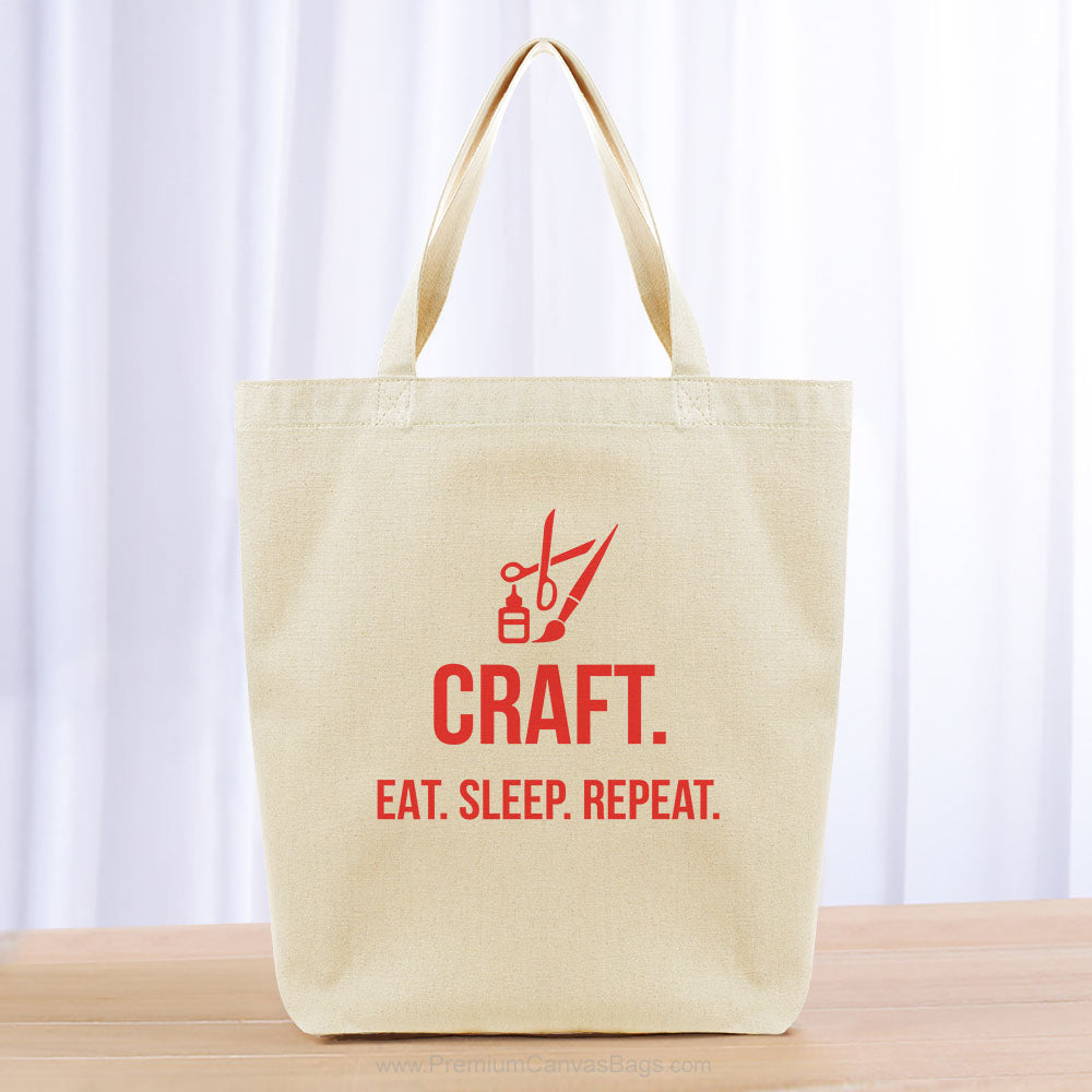 Craft Eat Sleep Repeat Tote Bag - red