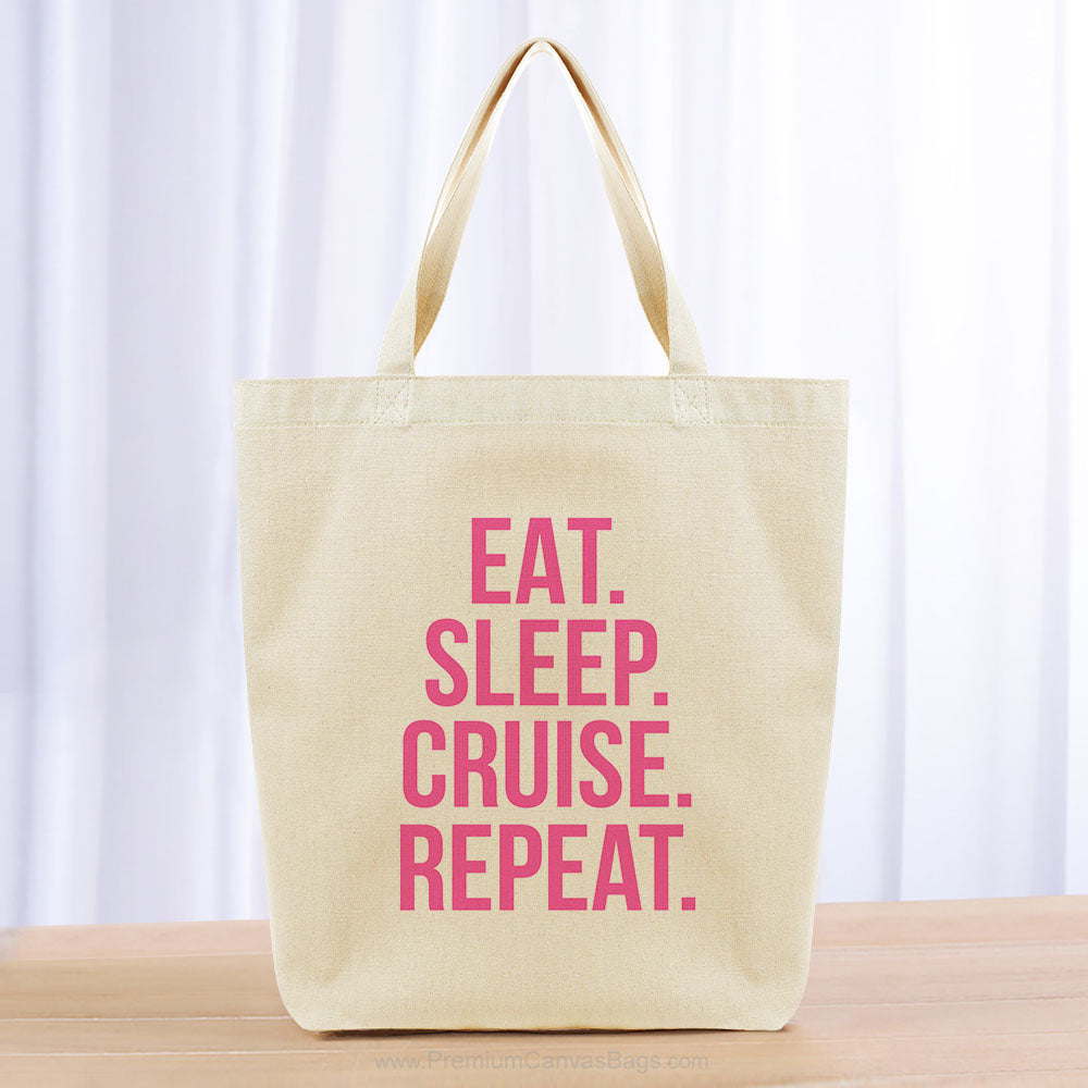 Eat Sleep Cruise Repeat Tote Bag - hot pink