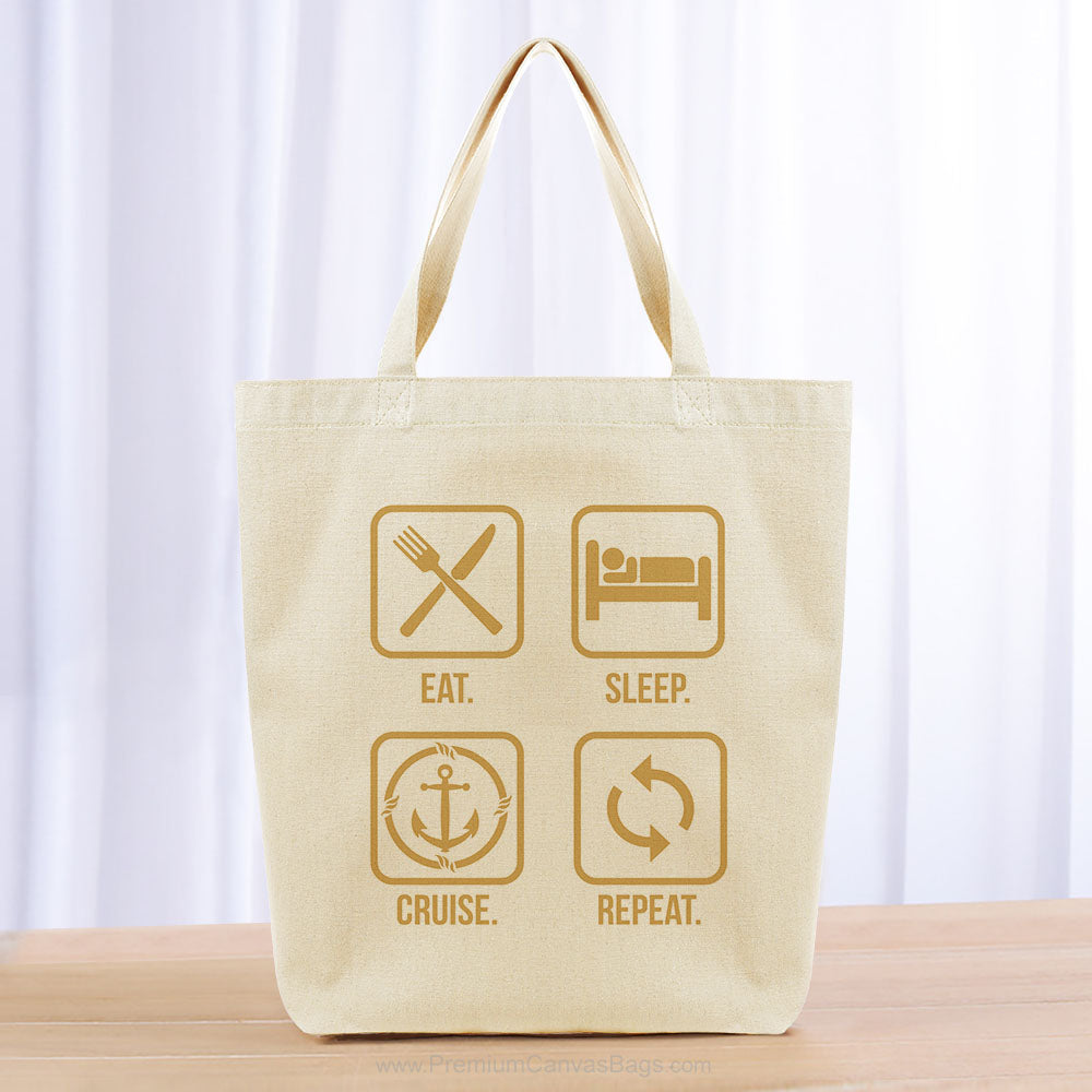 Eat Sleep Cruise Repeat Tote Bag - yellow orange
