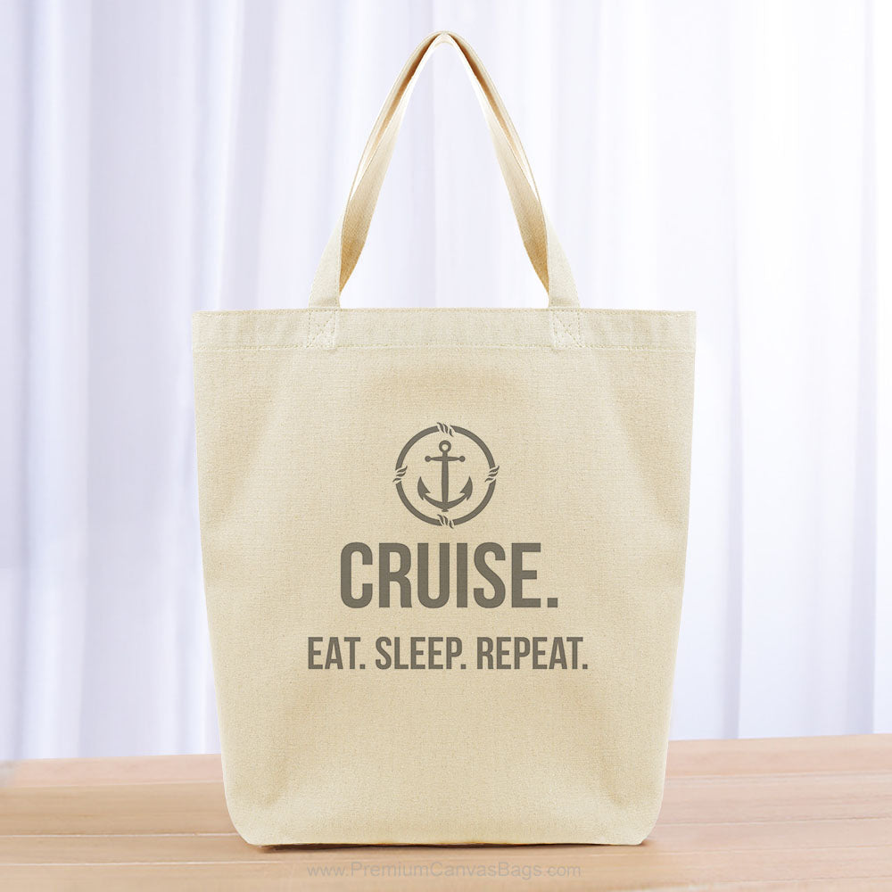 Cruise Eat Sleep Repeat Tote Bag - gray