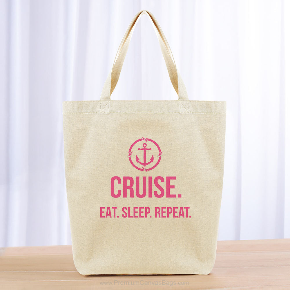 Cruise Eat Sleep Repeat Tote Bag - hot pink