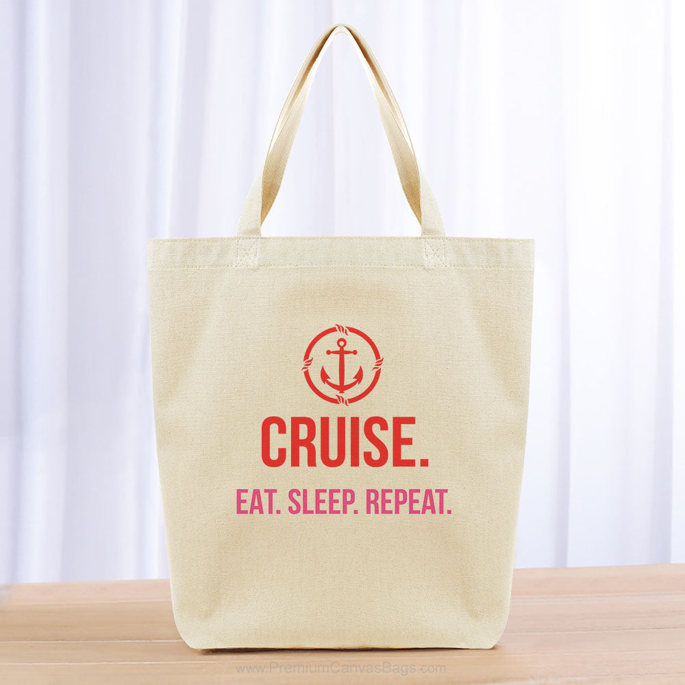 Cruise Eat Sleep Repeat Tote Bag - yellow orange blue