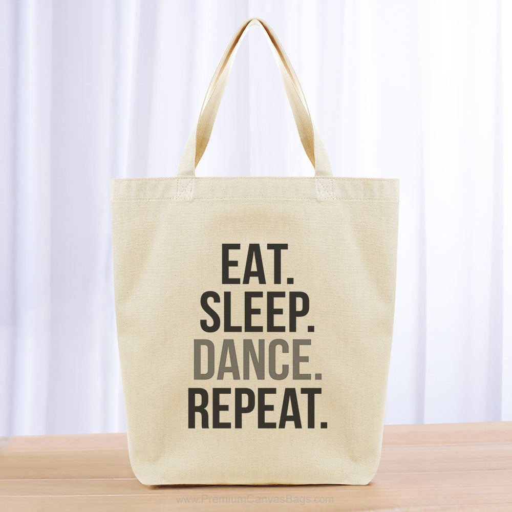 Eat Sleep Dance Repeat Tote Bag - black gray