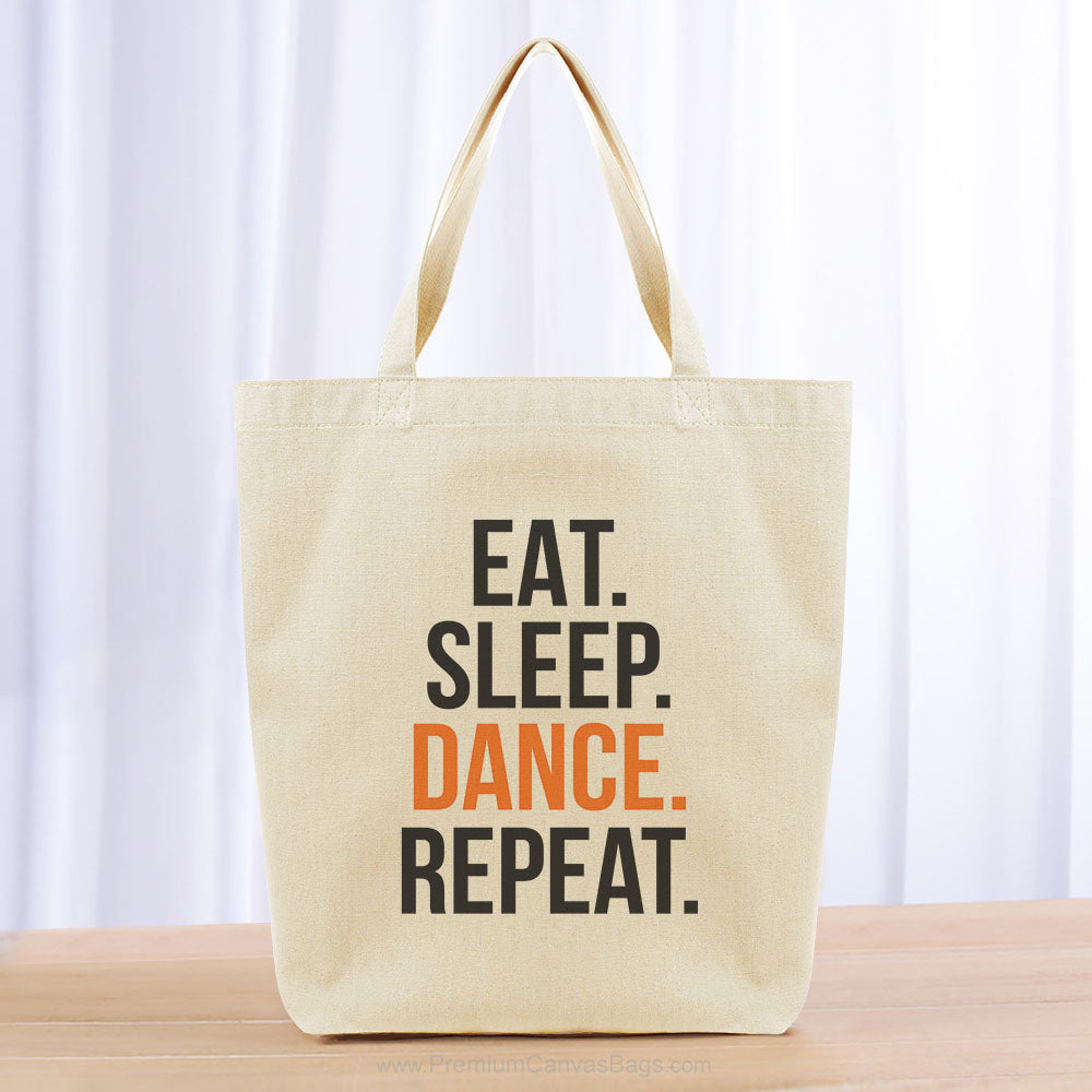 Eat Sleep Dance Repeat Tote Bag - black orange