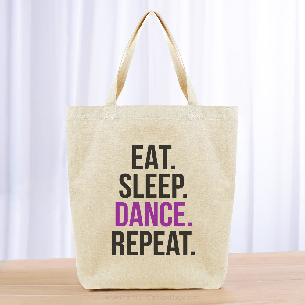 Eat Sleep Dance Repeat Tote Bag - black purple