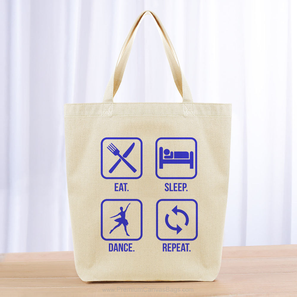 Eat Sleep Dance Repeat Tote Bag - blue
