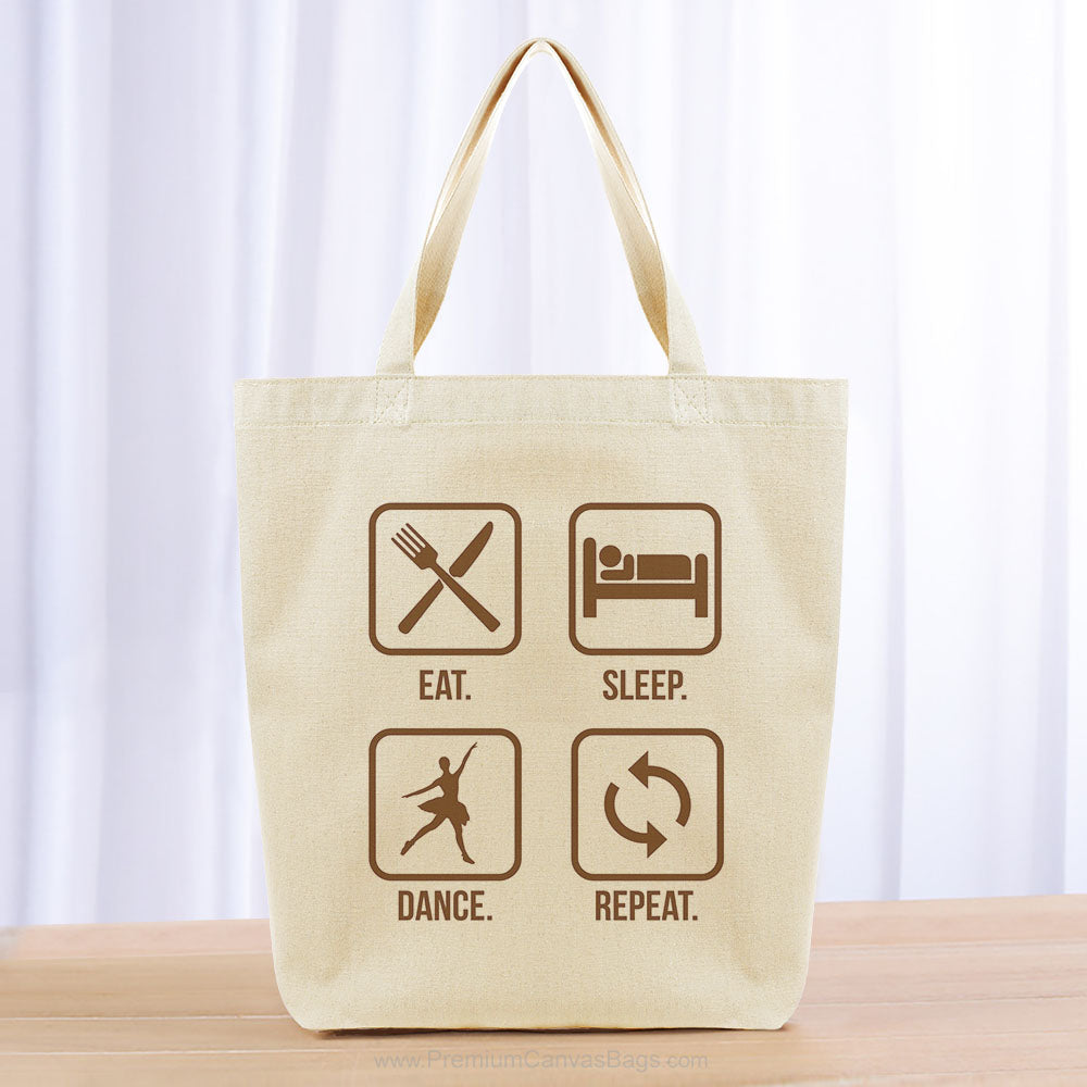 Eat Sleep Dance Repeat Tote Bag - brown